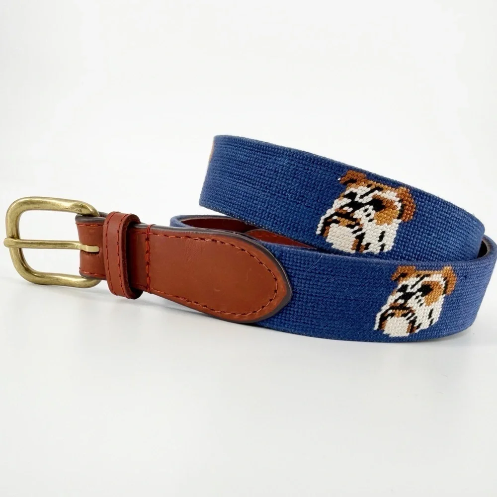 Smathers & Branson Bulldog Head Needlepoint Belt Retired Pattern